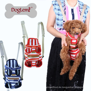 Canvas Stripe Chest Dog Rucksack Träger Irgendeine Beine Out Front Style Rucksack Pet Carrier Doppel-Schulter-Hund Tragetasche